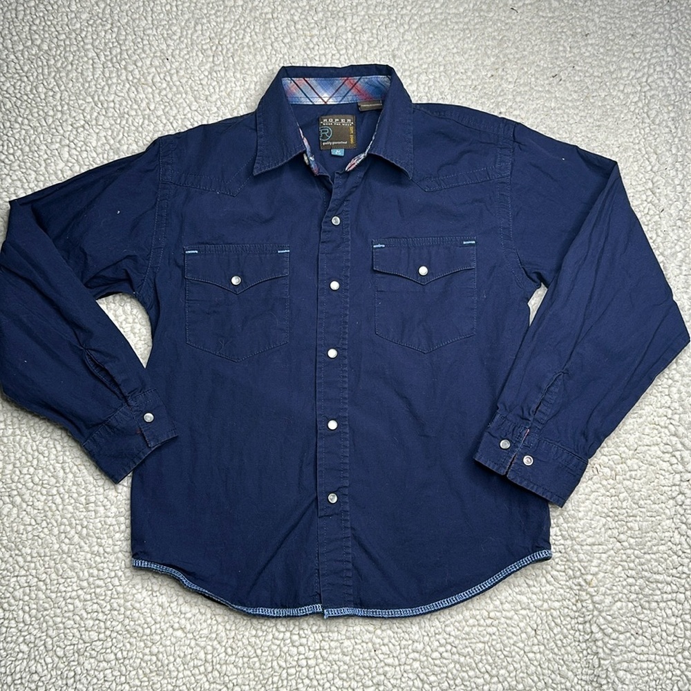 🎀8/10 Roper where the west navy blue button up western shirt NWOT 🕰️